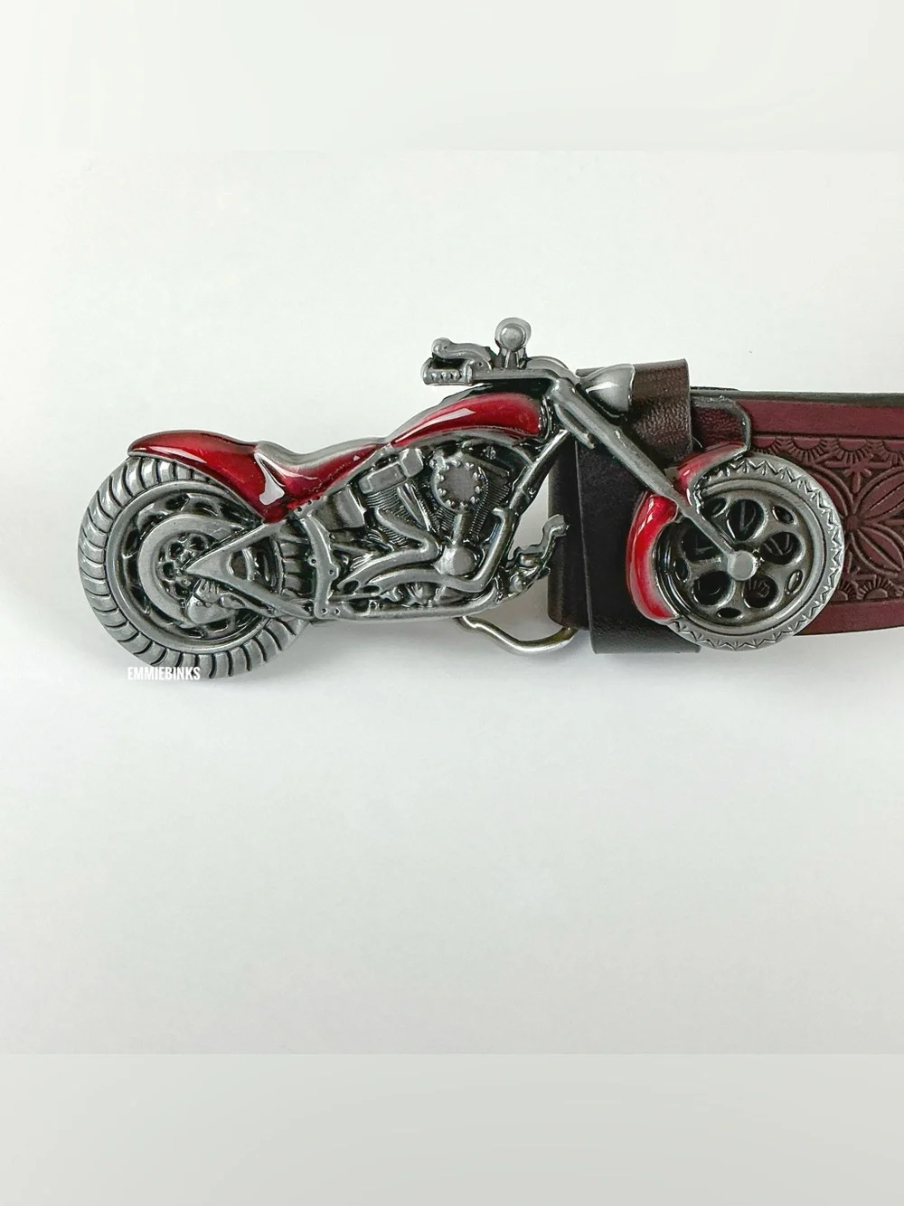 New Indie Moto Motorcycle Tooled Leather Belt